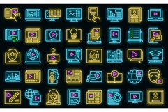 Video tutorial icons set vector neon Product Image 1