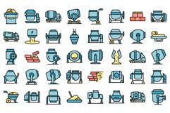 Concrete mixer icons set vector flat Product Image 1