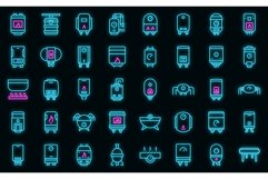 Gas boiler icons set outline vector. Room hvac vector neon Product Image 1