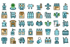 Water delivery icons set vector flat Product Image 1