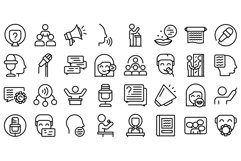 Rhetoric icons set outline vector. Knowledge lecture Product Image 1
