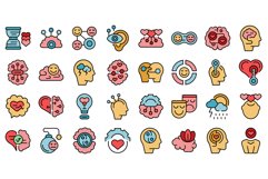 Emotional intelligence icons set vector flat Product Image 1