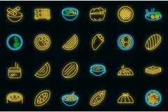 Azerbaijan cuisine icons set outline vector. Baklava culture Product Image 1
