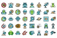 Space aliens icons set vector flat Product Image 1