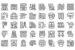 Remodeling icons set outline vector. Interior carpet Product Image 1