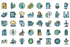 Environmentally friendly consumption icons set vector flat Product Image 1