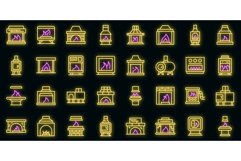 Furnace icons set outline vector. Industrial gas vector neon Product Image 1