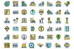 Bike sharing icons set vector flat Product Image 1