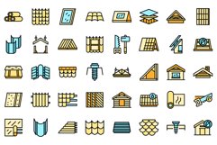 Install the roof icons set outline vector. Safety builder Product Image 1