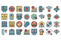 Lost connection icons set outline vector. Atenna available Product Image 1