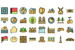 Belarus icons set outline vector. Minsk architecture Product Image 1