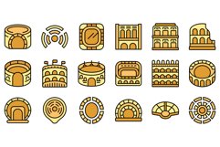 Amphitheater icons set vector flat Product Image 1