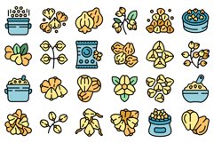 Buckwheat icons set vector flat Product Image 1