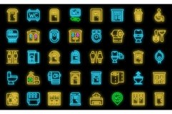 Public restrooms icons set vector neon Product Image 1