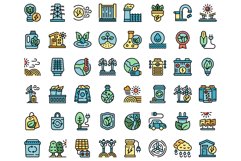 Renewable energy icons set vector flat Product Image 1