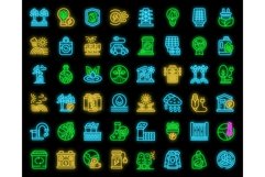 Renewable energy icons set vector neon Product Image 1