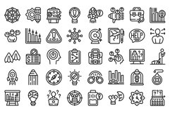 Crisis creativity icons set outline vector. Creative ideas Product Image 1