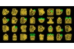 Carrot juice icons set vector neon Product Image 1