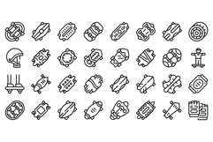 Longboard icons set outline vector. Long skateboard Product Image 1