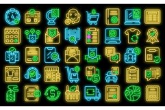 Warranty card icons set vector neon Product Image 1