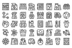 Biological station icons set outline vector. Cycle Product Image 1