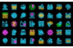 Microplastics pollution icons set vector neon Product Image 1