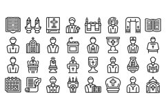 Chaplain icons set outline vector. Muslim ramadan Product Image 1
