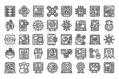Viral content icons set outline vector. Like strategy Product Image 1