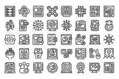 Viral content icons set outline vector. Like strategy Product Image 1