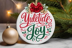 Yuletide Joy Round Christmas Sign Svg Product Image 1
