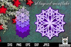 SVG snowflake cut file, 3D Layered Snowflake paper cut Product Image 1