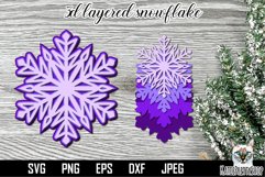 Simple Snowflake paper cut bundle. 3d layered cut files. Product Image 6