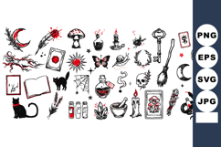Hand Drawn Halloween Witchcraft Clipart Set for Crafts Product Image 1