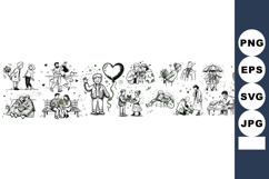 Hand Drawn Wedding Couple SVG Clipart Bundle Product Image 1