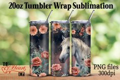 Horse with Flowers 20oz Tumbler PNG, Horse Tumbler Wrap Product Image 1