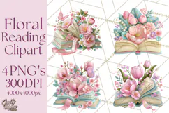Bookish Blooms Floral Reading & Stationery PNG Clipart Product Image 1