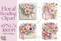 Bookish Blooms Floral Reading & Stationery PNG Clipart Product Image 1