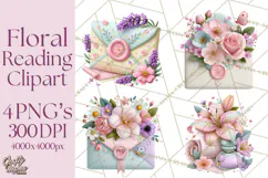 Bookish Blooms Floral Reading & Stationery PNG Clipart Product Image 1