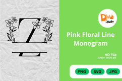 Pink Floral Line Monogram Product Image 1