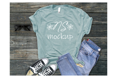Bella Canvas 3001 t-shirt mockupD USTY BLUE HEATHER Product Image 1