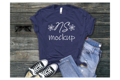 BELLA CANVAS 3001 t-shirt mockup NAVY HEATHER Product Image 1