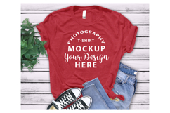 BELLA CANVAS 3001 T-shirt Mockup RED HEATHER Product Image 1