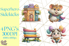 Superhero Animal Clipart Cartoon PNG Cute Sidekicks Product Image 1