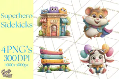 Superhero Animal Clipart Cartoon PNG Cute Sidekicks Product Image 1