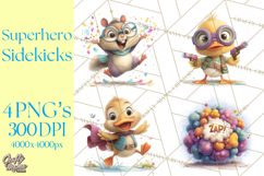Superhero Animal Clipart Cartoon PNG Cute Sidekicks Product Image 1