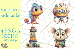Superhero Animal Clipart Cartoon PNG Cute Sidekicks Product Image 1