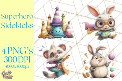 Superhero Animal Clipart Cartoon PNG Cute Sidekicks Product Image 1