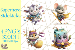 Superhero Animal Clipart Cartoon PNG Cute Sidekicks Product Image 1