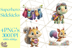 Superhero Animal Clipart Cartoon PNG Cute Sidekicks Product Image 1