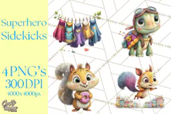 Superhero Animal Clipart Cartoon PNG Cute Sidekicks Product Image 1